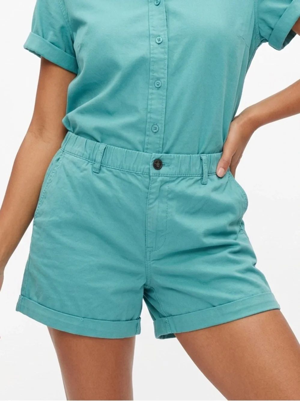 BEARBOTTOM | Light Teal Casual Elastic Waist Cotton-Blend Shorts Women’s Size XL